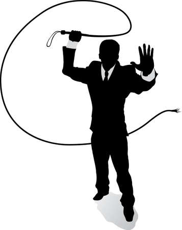 Outline Business man with whip のイラスト素材