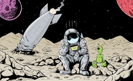 Astronaut is feeling bad for crashing his ship