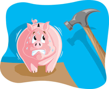 Someone about to break into their nervous piggy bank のイラスト素材