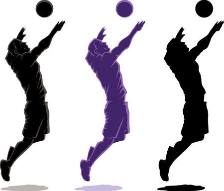 Three different version of an outline of a Volleyball playerのイラスト素材