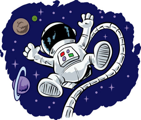 Cute floating Astronautのイラスト素材