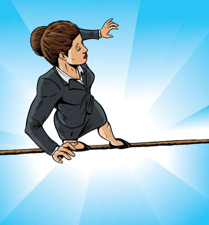 High wire business girl のイラスト素材