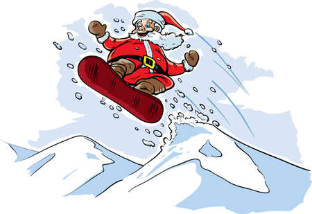 Snowboarding Santaのイラスト素材