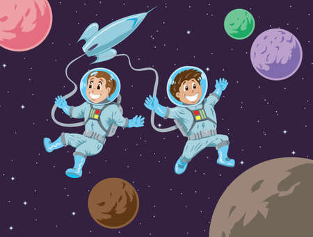 Kids in space のイラスト素材