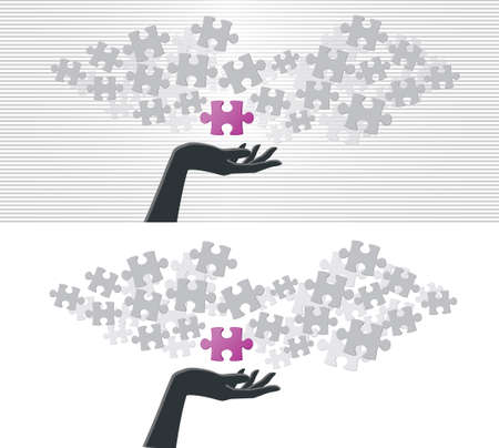 Hand and puzzleのイラスト素材
