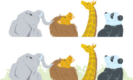 Animals looking upのイラスト素材