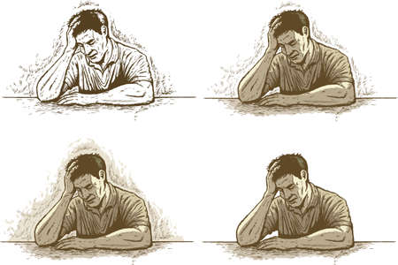 Ink drawing of depression headache or stressのイラスト素材