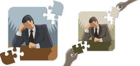 Thinking Puzzle Man のイラスト素材