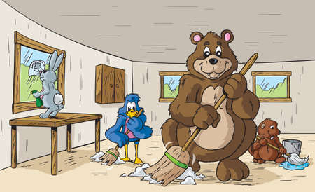 Animals cleaning のイラスト素材