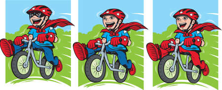 Super kid on bikeのイラスト素材