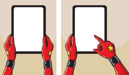 Heroine with tabletのイラスト素材