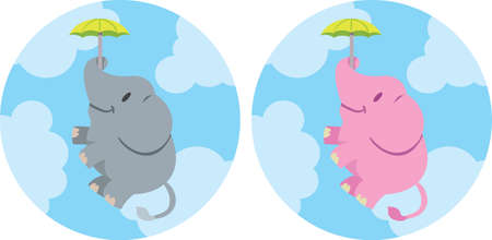 Elephant with umbrella のイラスト素材