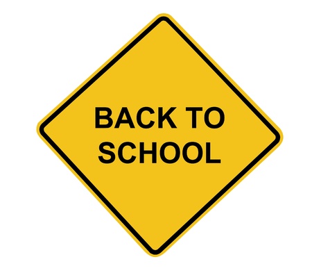 Isolated Back to School concept Road Sign over white background. %u58F9ncluded for easy extraction.