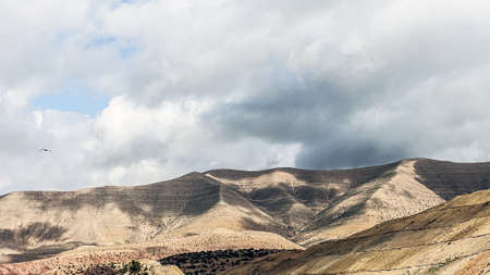 Landscaped image of deserted mountain over the blue skyの写真素材
