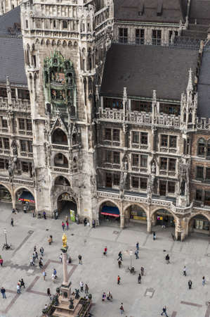 Aerial view of tourists walking along Munich Cathedral Towersのeditorial素材