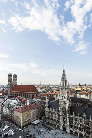 Marienplatz City Hall and Cathedral Towers in Munich, Germanyのeditorial素材
