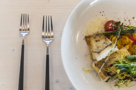 Fish with vegetables の写真素材