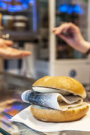 Buy a fish bread roll の写真素材