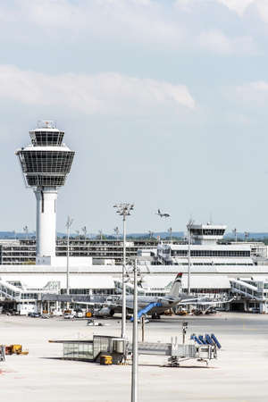 Munich Airport and tower の写真素材
