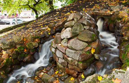 Water and stone shot with long exposure in the central park of Riga, Latvia の写真素材