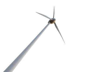 Low angle of the wind turbine isolated against white の写真素材
