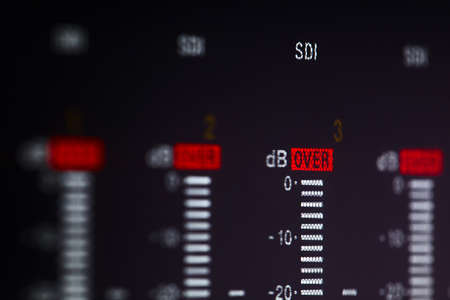 Display of the professional video recorder with alarm Over signal. Too loud sound levelの写真素材