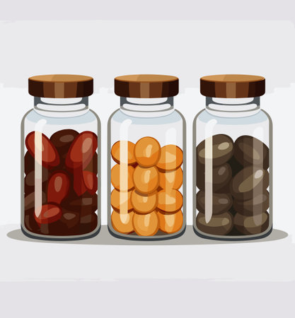 Coffee beans in a glass jar. Vector illustration on white backgroundのイラスト素材
