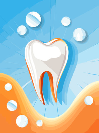 Tooth on abstract background. Stomatology concept. Vector illustrationのイラスト素材