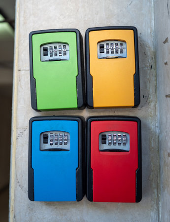 Secure key safes mounted near entrances, storing access keys safely and enabling convenient entry...