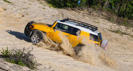 Florida, United States - July 31, 2021: Yellow Toyota FJ cruiserのeditorial素材