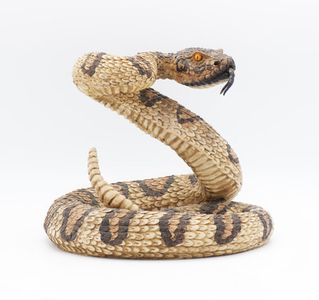 3d model fake rattlesnake rattle snake statue in strike pose with tongue out.  plaster or concrete...