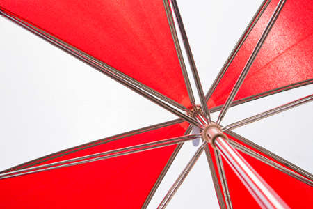 the red and white panels inside of a Canada day umbrellaの写真素材