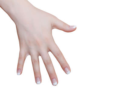 open woman hand with manicureの写真素材