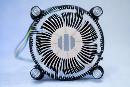 cpu cooler on blue backgroundの写真素材