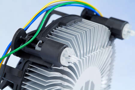 cpu cooler on blue backgroundの写真素材