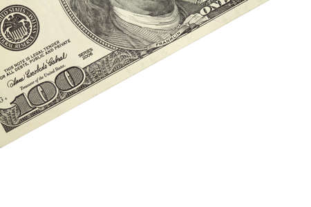 one hundred dollars isolated on white backgroundの写真素材