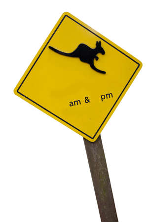 Kangaroo traffic sign isolated on whiteの写真素材