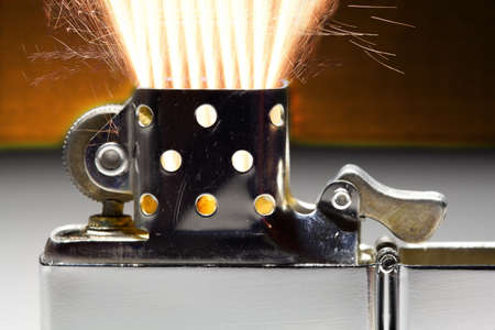 Metallic lighter  Close up の写真素材