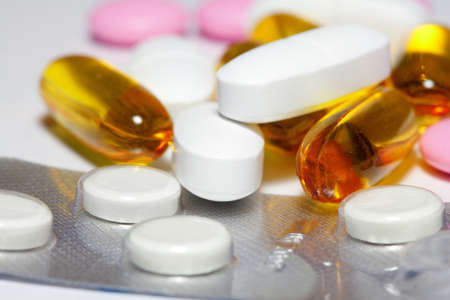 Macro view of different pills and capsulasの写真素材