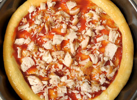 Homemade pizza, process of cooking close up, selective focusの写真素材