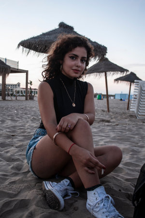 Brunette girl looking and posing.