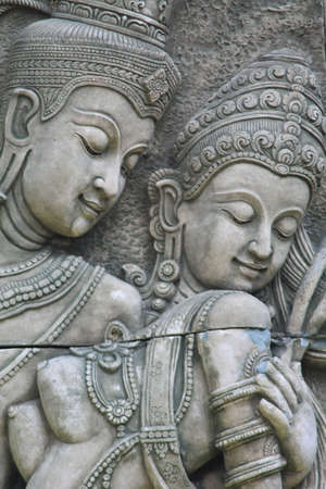 Thai ancient sandstone carvingの写真素材