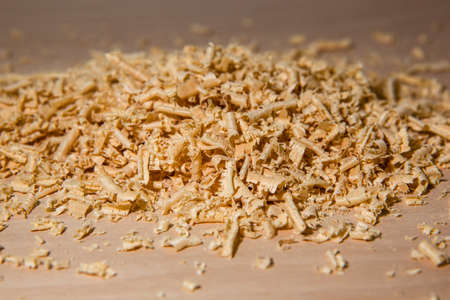 Table with wood sawdust shavings