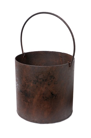 Antique iron pot isolated on white background  の写真素材