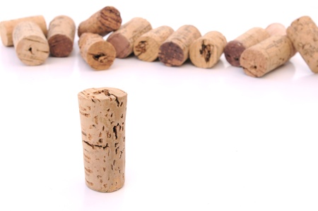 Wine corks on white background 