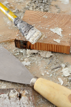 Close up of carpentry tools の写真素材