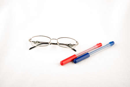 Time to work glasses and two markersの写真素材