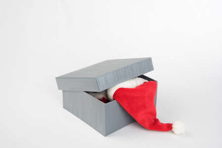 Grey box with red presents for xmasの写真素材