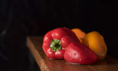 Mini bell peppers with water dropsの写真素材