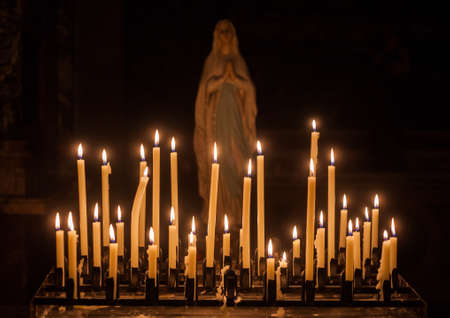 Statue of Virgin Mary in basilicaの写真素材